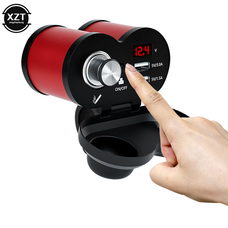Motorkerékpár QC 3.0 Quick Charge 5V 3.0A/1.5A Dual USB szivargyújtó telefontöltő feszültség kijelzővel be/ki kapcsolással