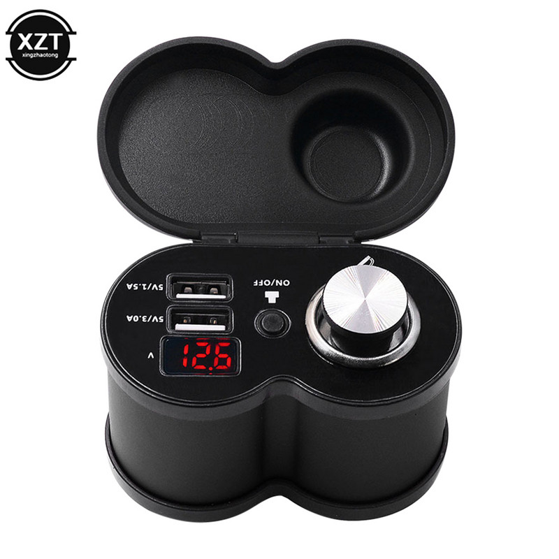 Motorkerékpár QC 3.0 Quick Charge 5V 3.0A/1.5A Dual USB szivargyújtó telefontöltő feszültség kijelzővel be/ki kapcsolással