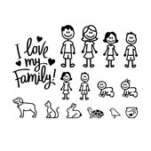 Autocolant pentru mașină Interesant Familie Automobile Motociclete Fereastră Impermeabil Protecție Soare Decal PVC Bunuri Decorative, 20cm/25cm/30