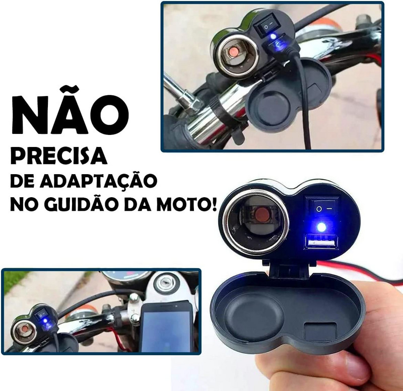 Încărcător USB pentru ghidon pentru motociclete, cu adaptor pentru brichetă, priză de alimentare, încărcător pentru motocicletă, rezistent la apă, brichetă