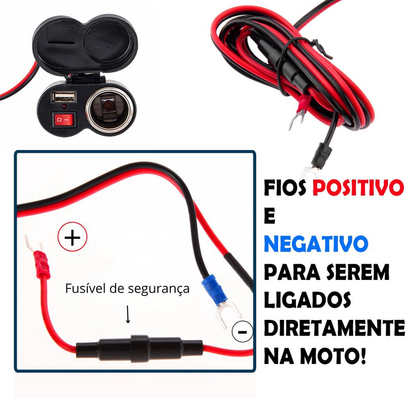 Încărcător USB pentru ghidon pentru motociclete, cu adaptor pentru brichetă, priză de alimentare, încărcător pentru motocicletă, rezistent la apă, brichetă