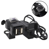 Ghidon de motocicletă 12V-24V Port USB dublu Adaptor încărcător rezistent la apă Priză de alimentare pentru iPhone Samsung Accesorii Moto
