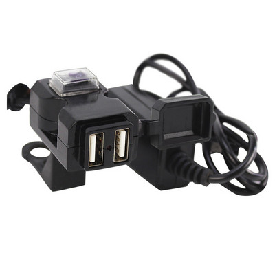 Ghidon de motocicletă 12V-24V Port USB dublu Adaptor încărcător rezistent la apă Priză de alimentare pentru iPhone Samsung Accesorii Moto