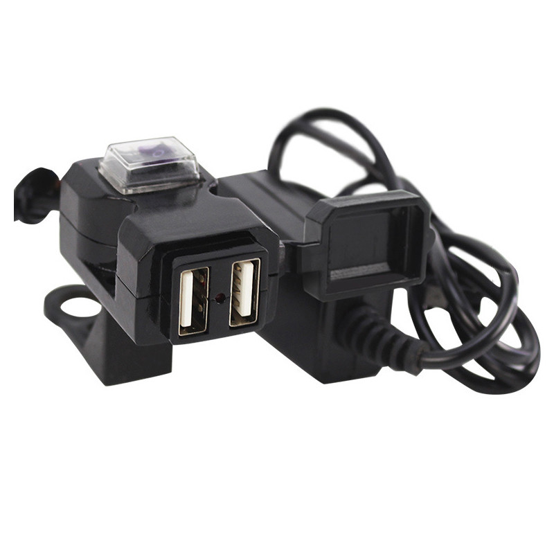 Ghidon de motocicletă 12V-24V Port USB dublu Adaptor încărcător rezistent la apă Priză de alimentare pentru iPhone Samsung Accesorii Moto