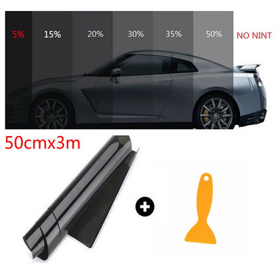 300x50cm Practical Uncut Professional Dark Smoke Black Glass Sticker Sunshade Film 5% VLT  Car Window Tint
