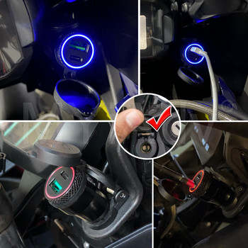 Μοτοσικλέτα αλουμινίου DIN Hella Plug Διπλό USB προσαρμογέα ταχείας φόρτισης οθόνη LED για BMW R1250GS G650GS F800 GS GT R1200GS K1200LT