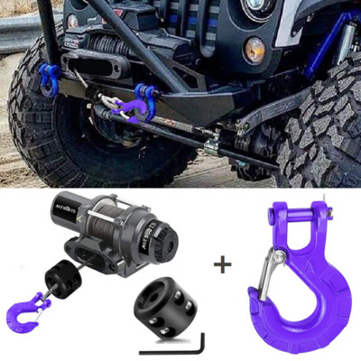 3/8 hüvelykes autós csörlő horog 60x50 mm-es csörlő kábel kampóval, gumi kötélvédővel ATV UTV Beach Bike terepjáróhoz