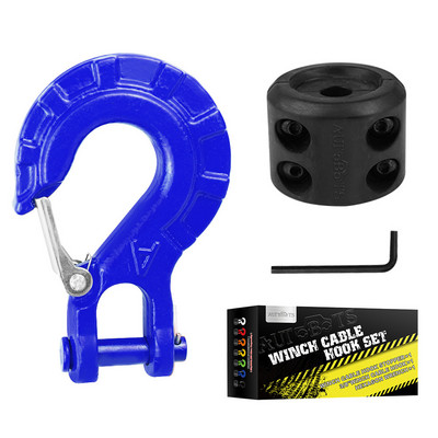 Cârlig de troliu pentru mașină de 3/8 inch cu cârlig pentru cablu de troliu de 60x50 mm Opritor de frânghie de cauciuc Economizor de linie pentru ATV UTV Bicicletă de plajă Vehicul de teren