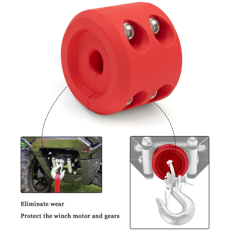 Opritor de cârlig pentru cablu universal pentru troliu, din cauciuc, montare rezistentă la apă, economizor de linie de frânghie pentru vehiculul ATV UTV cu piese de protecție pentru cheie hexagonală