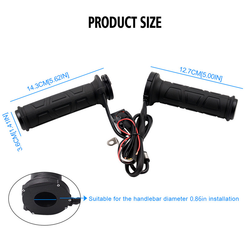 Vyhrievaná pravá ľavá rukoväť riadidiel, protišmyková rukoväť, ohrievač rúk pre motocykel 22 mm, športový snežný skúter, autopríslušenstvo