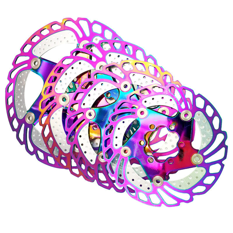 Spalvingi MTB DH diskiniai stabdžiai 140/160/180/203mm dviračio aušinimo plūduriuojantis rotorius kalnų plento dviračio vėsinimo vaivorykštės ledo rotoriai