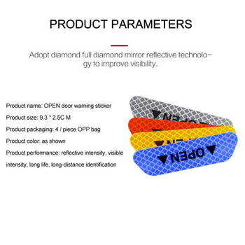 4 τμχ αντανακλαστικό αυτοκόλλητο αυτοκινήτου προειδοποιητικό αυτοκόλλητο πόρτας αυτοκινήτου Φθορίζουσα ταινία καθολικής προειδοποίησης ασφαλείας Αυτοκόλλητο αντανακλαστική ταινία