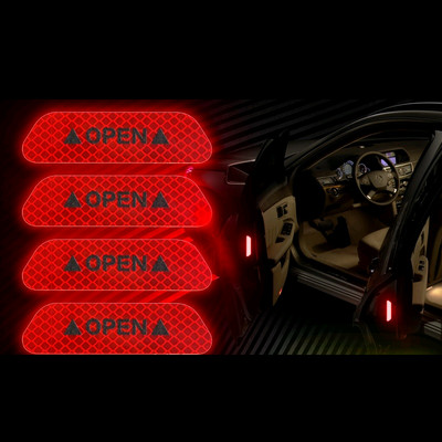 4 bucăți autocolant reflectorizant autocolant de avertizare ușă mașină bandă fluorescentă autocolant universal pentru avertizare de siguranță, bandă reflectorizante