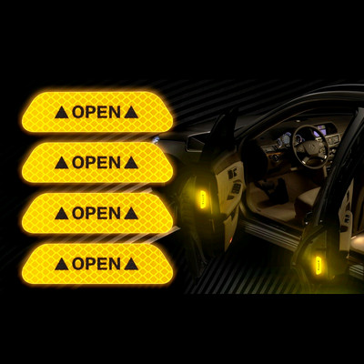 4 bucăți autocolant reflectorizant autocolant de avertizare ușă mașină bandă fluorescentă autocolant universal pentru avertizare de siguranță, bandă reflectorizante
