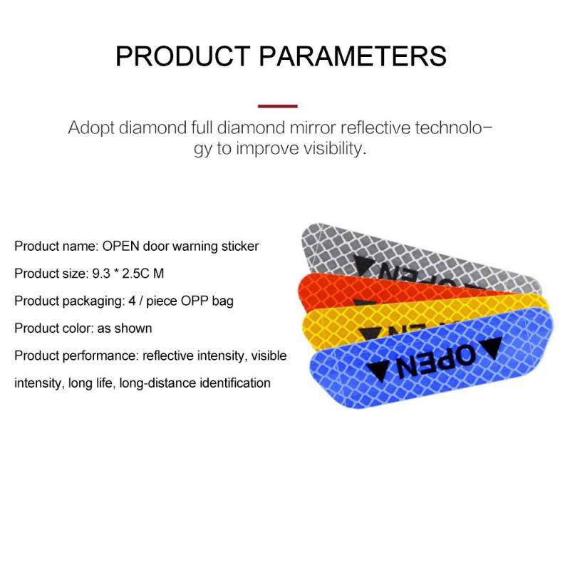 4 bucăți autocolant reflectorizant autocolant de avertizare ușă mașină bandă fluorescentă autocolant universal pentru avertizare de siguranță, bandă reflectorizante