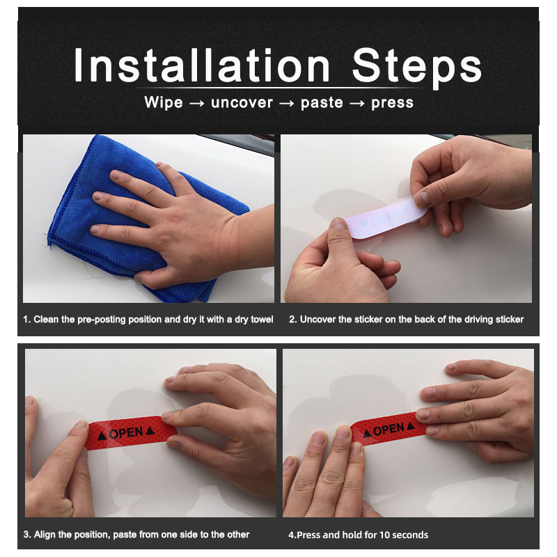 4 bucăți autocolant reflectorizant autocolant de avertizare ușă mașină bandă fluorescentă autocolant universal pentru avertizare de siguranță, bandă reflectorizante