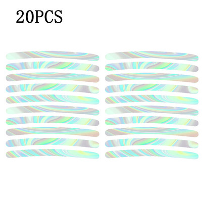 20 de bucăți benzi reflectorizante laser colorate autocolante pentru butuc de roată de motocicletă autocolante autocolante autocolante luminoase de siguranță pentru condus pe timp de noapte