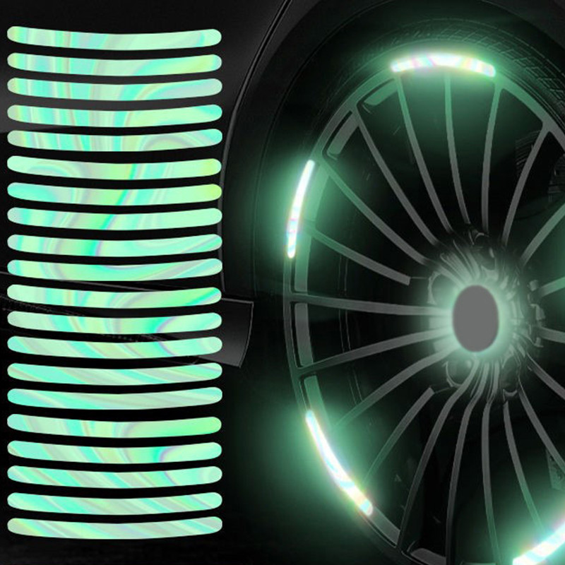 20 de bucăți benzi reflectorizante laser colorate autocolante pentru butuc de roată de motocicletă autocolante autocolante autocolante luminoase de siguranță pentru condus pe timp de noapte