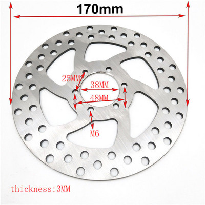 Disc de frână cu disc de 170 mm DISC cu 6 orificii de montare pentru scuter electric Citycoco E-Bike Electric Harley Discuri de frână față/spate