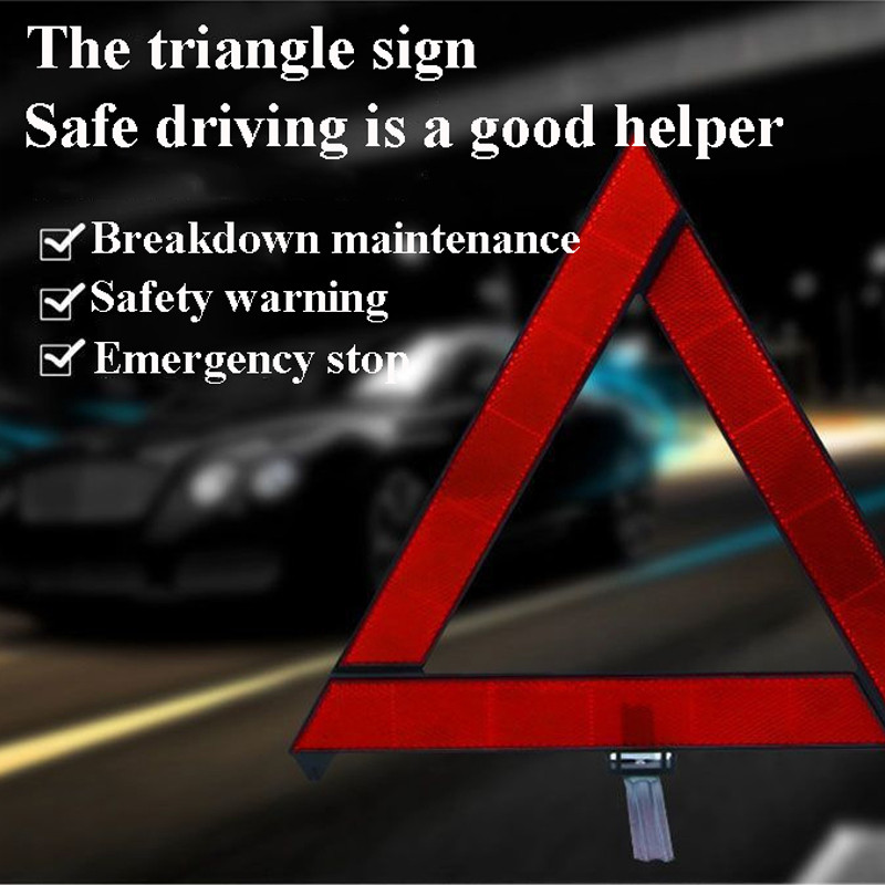 Triunghi reflectorizant de avertizare de avarie de urgență pentru mașină, portabil, pliabil, în picioare, roșu, semne de avertizare pentru siguranța rutieră de noapte