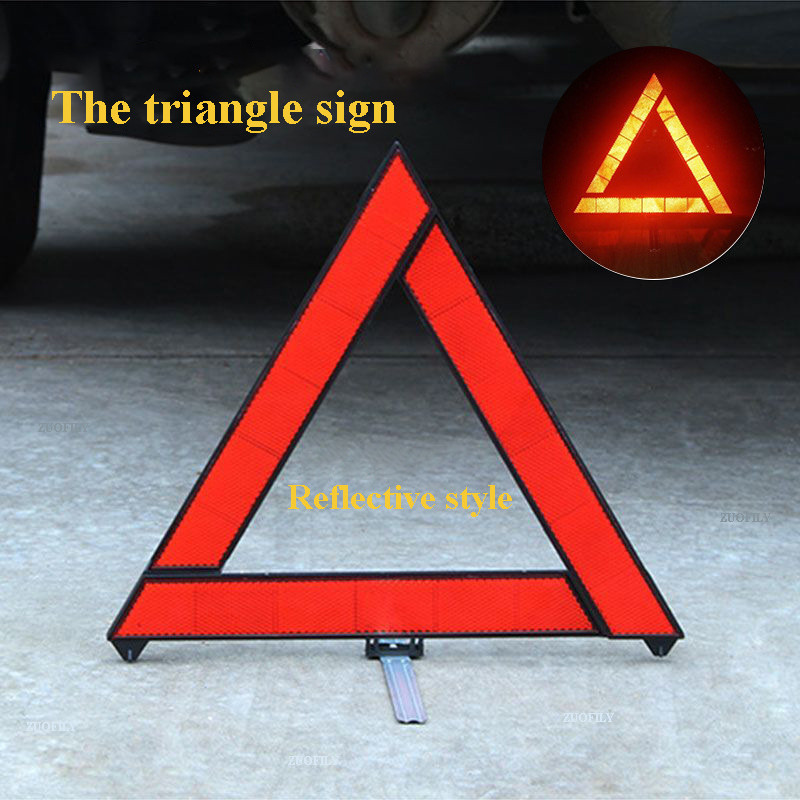 Triunghi reflectorizant de avertizare de avarie de urgență pentru mașină, portabil, pliabil, în picioare, roșu, semne de avertizare pentru siguranța rutieră de noapte