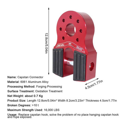 Cârlig pentru troliu pentru mașină Coarda de remorcare Remorcă Conector plat Umeraș din aluminiu Montaj cu cătușe durabil Salvare Vehicule de teren Accesorii auto