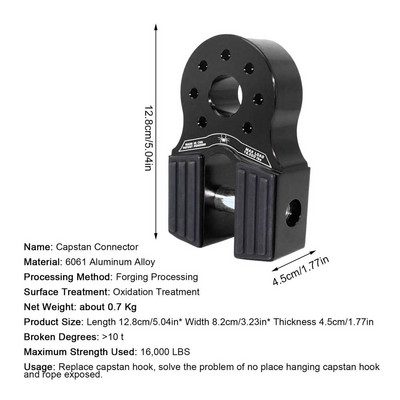 Cârlig pentru troliu pentru mașină Coarda de remorcare Remorcă Conector plat Umeraș din aluminiu Montaj cu cătușe durabil Salvare Vehicule de teren Accesorii auto