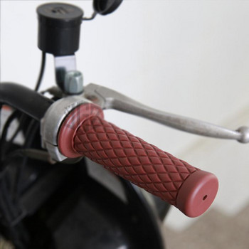 Чифт 22 мм универсални мотоциклетни дръжки за кормило Ретро мек гумен гел мотокрос дръжки за Chopper Cafe Racer Aprilia Bobber