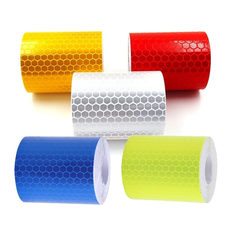 3BUC 5cm*100cm Roșu Alb Galben Noapte Autocolant de avertizare reflectorizant pentru mașină pentru biciclete