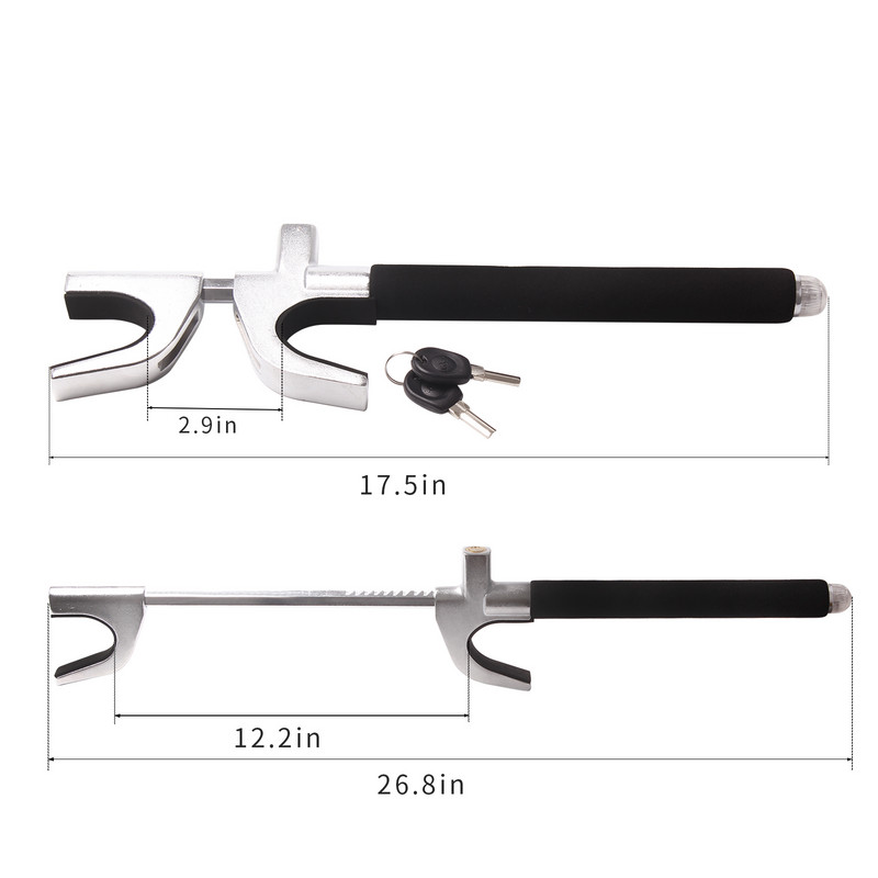 FARBIN Brava za upravljač Protuprovalna brava za vozila Podesiva duljina Sigurnosni čekić za samoobranu, Alat za teške uvjete rada