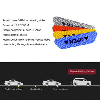 4 τεμ. Ανακλαστικό αυτοκόλλητο αυτοκινήτου Προειδοποιητικό αυτοκόλλητο καθολικής ασφάλειας Αυτοκόλλητο προειδοποιητικό σήμανσης αντανακλαστική ταινία φθορισμού πόρτας αυτοκινήτου