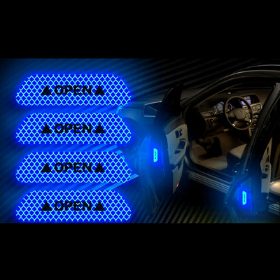 4бр. Светлоотразителен стикер за кола Предупредителен стикер Универсален предупредителен стикер за безопасност Светлоотразителна лента Флуоресцентна лента за вратата на автомобила