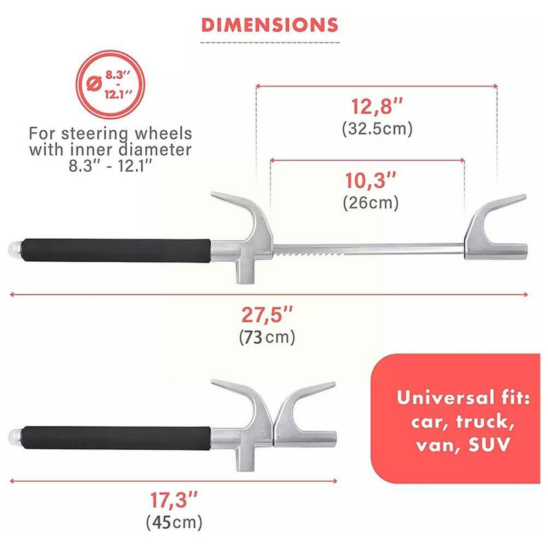 Încuietoare volanului mașinii Încuietoare antifurt în formă de U pentru camion Blocare de siguranță retractabilă de auto-apărare Dispărător de ferestre Hamme L4T6