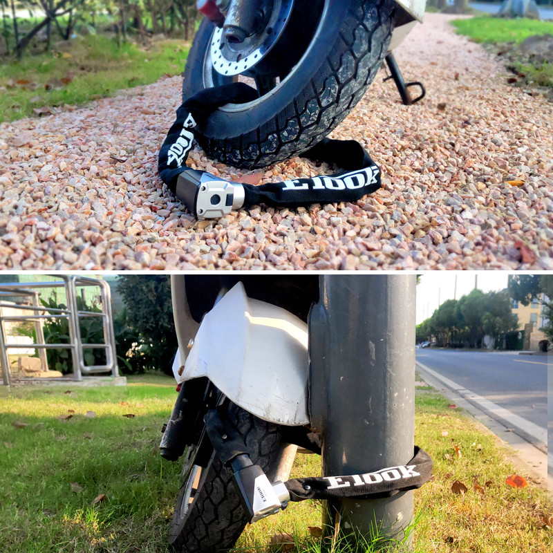 ETOOK Blocare pentru biciclete MTB Bicicletă de șosea Încuietoare cu lanț antifurt de siguranță rezistentă pentru motociclete scuter cu oțel special călit