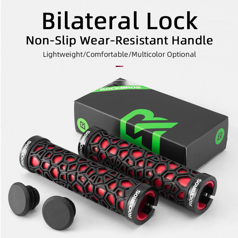 ROCKBROS Manere ultraușoare pentru bicicletă Ghidon de bicicletă anti-alunecare Blocare din cauciuc Manere MTB ultraușoare Accesorii pentru ciclism