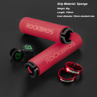 Mânere MTB din burete ROCKBROS cu dop de praf Husă ultrauşoară pentru ghidon de bicicletă, anti-alunecare, mâner confortabil pentru bicicletă, accesorii pentru ciclism din aliaj