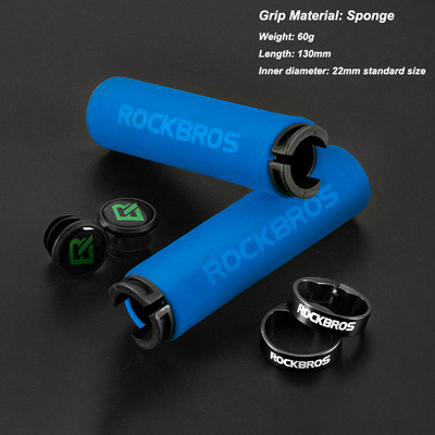 Mânere MTB din burete ROCKBROS cu dop de praf Husă ultrauşoară pentru ghidon de bicicletă, anti-alunecare, mâner confortabil pentru bicicletă, accesorii pentru ciclism din aliaj