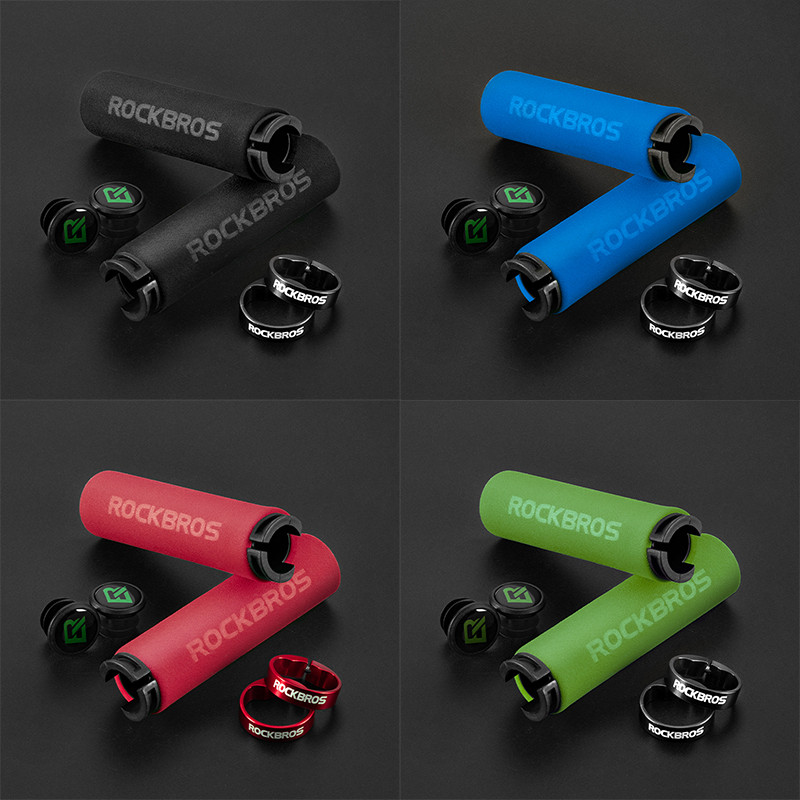 Mânere MTB din burete ROCKBROS cu dop de praf Husă ultrauşoară pentru ghidon de bicicletă, anti-alunecare, mâner confortabil pentru bicicletă, accesorii pentru ciclism din aliaj