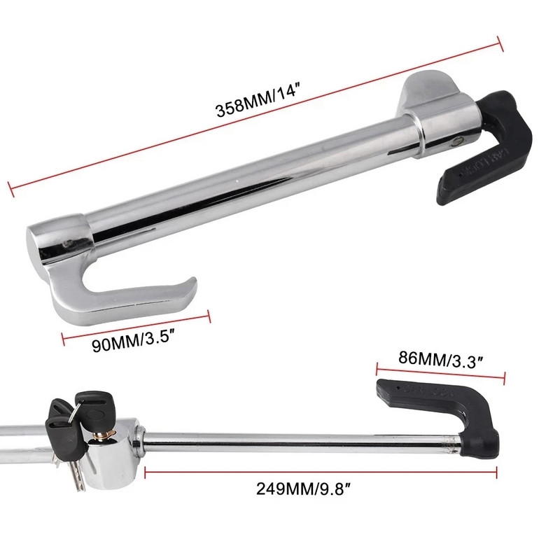 1 rinkinys automobilio vairo apsaugos nuo vagystės stabdžių užraktas, ištraukiamas dvigubas kablio automobilio sankabos pedalo užraktas, skirtas automobilinio sunkvežimio visureigio furgono apsaugai