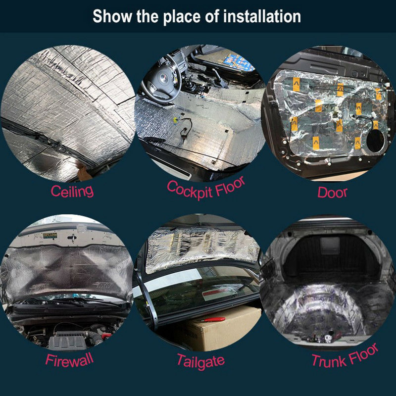 Folie de aluminiu 800/450/200/50cmx100cm Covoraș de izolare a sunetului Covoraș de izolare a zgomotului Scut termic de izolare a mașinii Bumbac 6/10mm