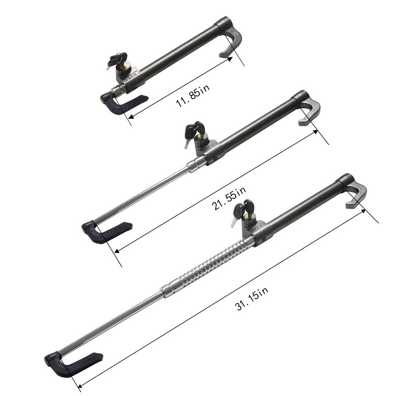 ALLREY Blocare pedală ambreiaj auto Securitate Volan auto Blocare antifurt Blocare frână Încuietori auto retractabil cu cârlig dublu