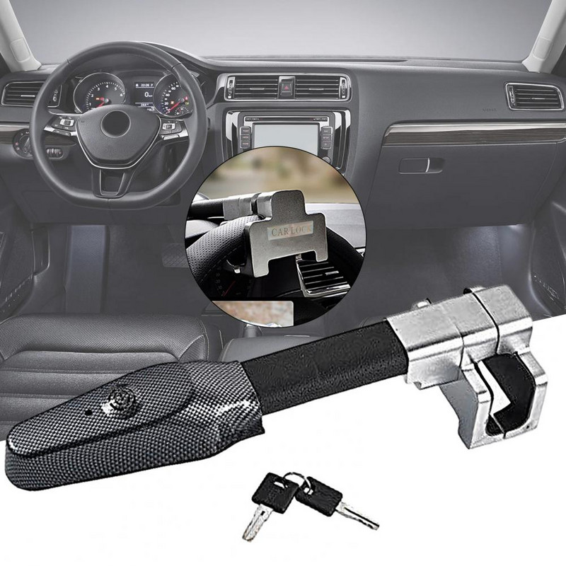 Blocare mașină Decibeli ultra-înalți Alarma super tare Fluier Retractabil Pliabil Antifurt 2 chei Blocare volan auto pentru mașină