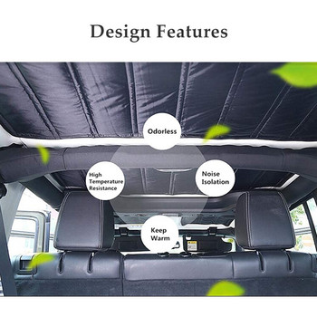 Για Jeep Wrangler JK JL 2012-2022 Sound Heat Insulation Pad 2/4 Doors Headliner Hardtop Πίσω Παράθυρο Οροφής Θερμομόνωση Οροφής