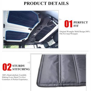 Για Jeep Wrangler JK JL 2012-2022 Sound Heat Insulation Pad 2/4 Doors Headliner Hardtop Πίσω Παράθυρο Οροφής Θερμομόνωση Οροφής