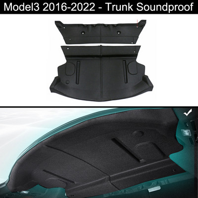Tesla Model 3 2017-2023 jaoks mõeldud pagasiruumi esikaane heliisolatsioon, puuvillane sisemine kapuuts, esiosa/pagasiruumi helikindel tolmukindel puuvillane matt