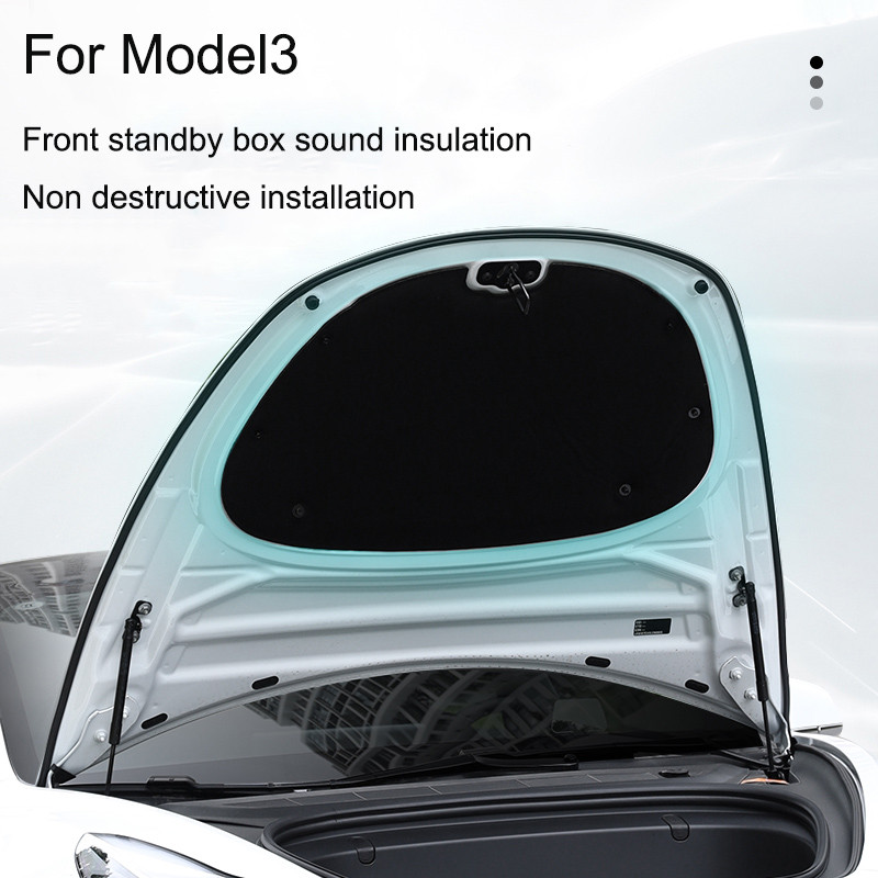 Tesla Model 3 2017-2023 jaoks mõeldud pagasiruumi esikaane heliisolatsioon, puuvillane sisemine kapuuts, esiosa/pagasiruumi helikindel tolmukindel puuvillane matt