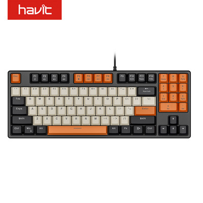 Tastatură mecanică Havit Gaming comutator roșu cu tastaturi PBT ABS pentru PC, tabletă, desktop, gamer cu fir USB 89 taste