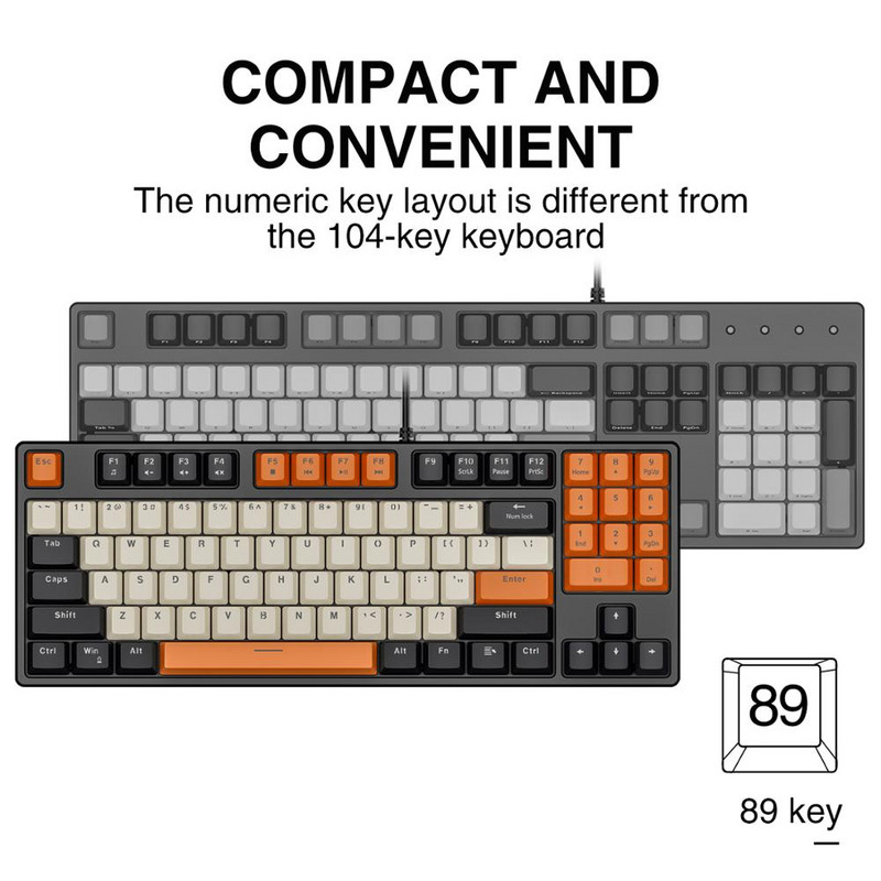 Tastatură mecanică Havit Gaming comutator roșu cu tastaturi PBT ABS pentru PC, tabletă, desktop, gamer cu fir USB 89 taste