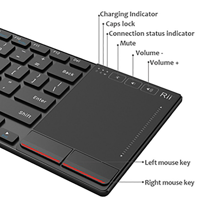 Rii K22 vezeték nélküli billentyűzet Windowshoz, rendkívül vékony, csendes billentyűzet érintőpaddal, 2,4 GHz-es vezeték nélküli számítógépes billentyűzet, kompatibilis ész
