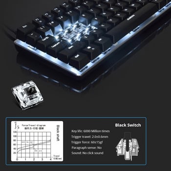 Механична клавиатура с 82 клавиша английска руска подредба с RGB подсветка за лаптоп, настолен компютър